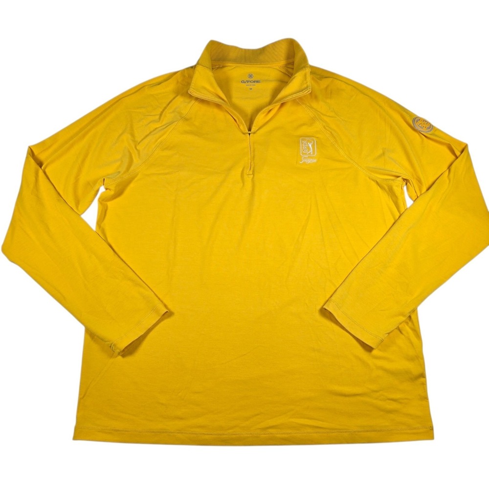 G/Fore TPC Sawgrass Gold Yellow Mid Layer Luxe Golf 1/4 Zip Pullover- Men's Sz M
